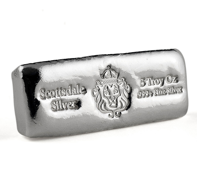 Lingot d'Argent 5 Onces Scottsdale Moulé